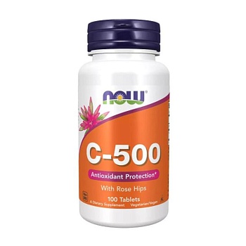 foto дієтична добавка в таблетках now foods vitamin c-500 з шипшиною, 100 шт