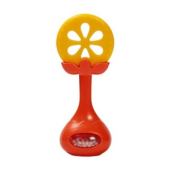 foto детская игрушка прорезыватель-погремушка lindo апельсин, от 3 месяцев (б 388)