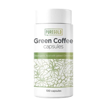 foto дієтична добавка в капсулах pure gold green coffee зелена кава, 100 шт