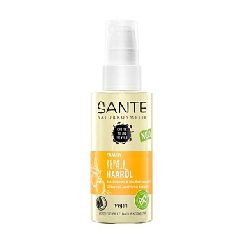 foto биомасло sante family repair bio-olive oil and organic burdock hair oil для секущихся волос, 75 мл