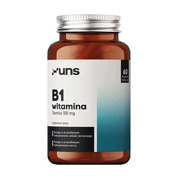 foto дієтична добавка вітаміни в капсулах uns supplements вітамін b1 тіамін, 100 мг, 60 шт