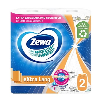 foto бумажные полотенца zewa wisch weg extra long design 2-слойные, 72 отрыва, 2 рулона