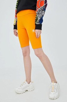 foto шорти adidas originals adicolor hf7483 жіночі колір помаранчевий з аплікацією висока посадка hf7483-borang