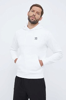 foto кофта adidas originals чоловіча колір білий з капюшоном однотонна
