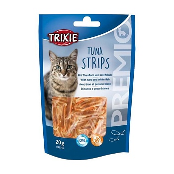 foto лакомство для кошек trixie premio tuna strips с тунцом, 20 г