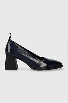 foto кожаные туфли vagabond shoemakers hedda цвет синий каблук кирпичик 5303.160.64
