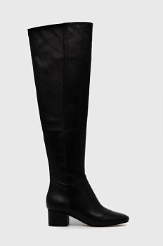 foto кожаные сапоги guess sacha женские цвет чёрный каблук кирпичик