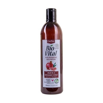 foto питательный шампунь для волос deba bio vital shampoo с аргановым маслом и экстрактом граната, 400 мл