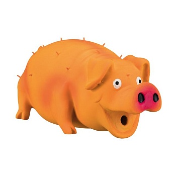 foto іграшка для собак trixie поросятко зі щетиною, з пискавкою, помаранчево-рожеве, 21 см (35499)