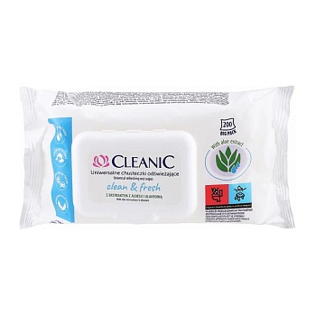 foto влажные универсальные освежающие салфетки для рук и тела cleanic clean & fresh, 200 шт