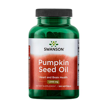 foto диетическая добавка в гелевых капсулах swanson pumpkin seed oil масло из семян тыквы, 1000 мг, 100 шт