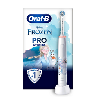 foto дитяча електрична зубна щітка oral-b pro junior 6+ frozen, від 6 років