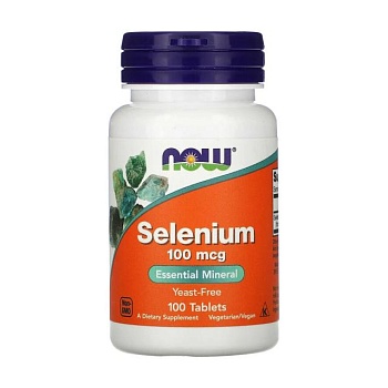 foto диетическая добавка минералы в таблетках now foods selenium селен 100 мкг, 100 шт