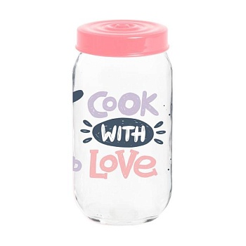 foto банка для хранения продуктов herevin jar-cook with love с крышкой, 1 л, 18.6*9.5*9.5 см (171541-074)