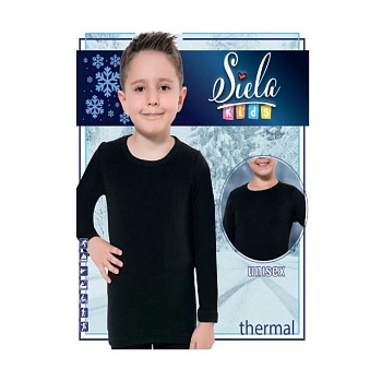 foto футболка дитяча siela 121 термо, з довгими рукавами, чорна, розмір 122-128
