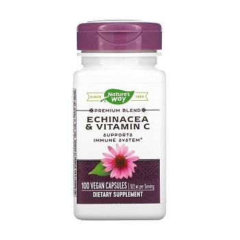 foto диетическая добавка в капсулах nature's way echinacea & vitamin c 922 мг, 100 шт