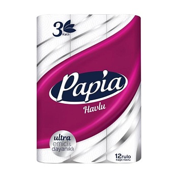 foto бумажные полотенца papia 3-слойные, 85 отрывов, 12 рулонов