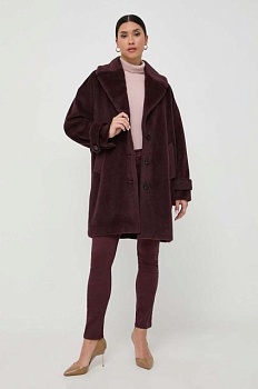 foto шерстяное пальто marella цвет бордовый переходной oversize