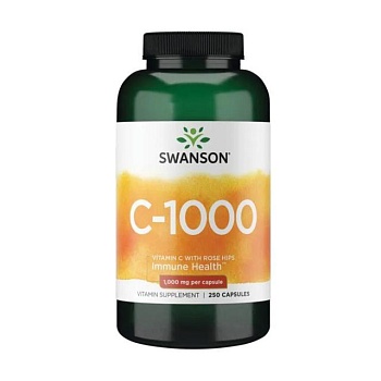 foto дієтична добавка вітаміни в капсулах swanson vitamin c with rose hips вітамін c з шипшиною, 1000 мг, 250 шт
