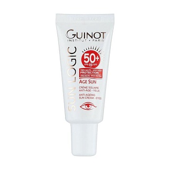 foto сонцезахисний антивіковий крем для шкіри навколо очей guinot age sun anti-ageing sun cream eyes spf 50+, 15 мл