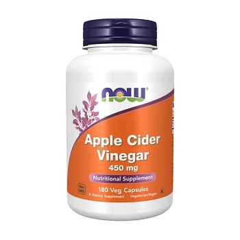 foto диетическая добавка в капсулах now foods apple cider vinegar 450 мг, 180 шт