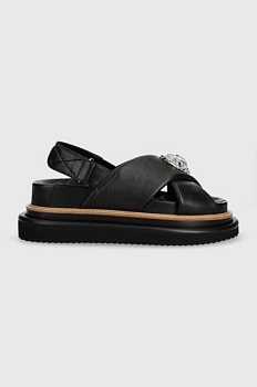 foto кожаные сандалии kurt geiger london orson cross strap sandal женские цвет чёрный на платформе 9992200109