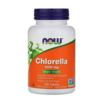 foto диетическая добавка в таблетках now foods chlorella хлорелла 1000 мг, 120 шт