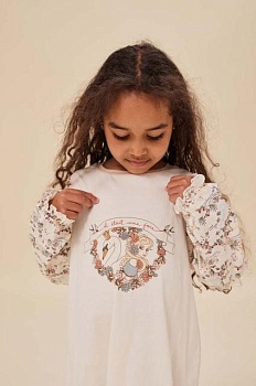 foto детская хлопковая ночная рубашка konges sløjd цвет бежевый узор