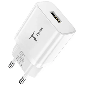 foto мережевий зарядний пристрій t-phox pocket usb white (tc-124 w)