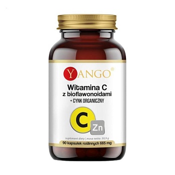 foto диетическая добавка в капсулах yango vitamin c with bioflavonoids + organic zinc витамин с с биофлавоноидами + органический цинк, 665 мг, 90 шт
