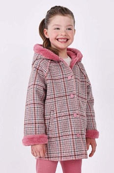 foto детское пальто из смесовой шерсти mayoral цвет розовый