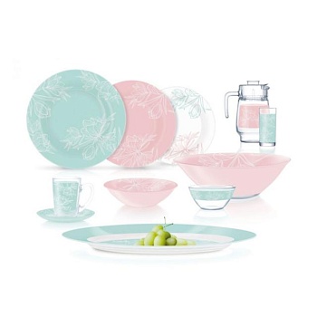foto столовий сервіз luminarc amb fleur blush turquoise & pink, 46 предметів (v0184)