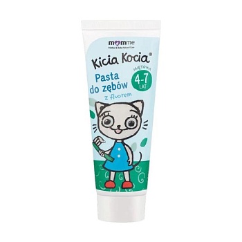foto дитяча зубна паста momme mother & baby natural care gel toothpaste kitty kotty зі смаком м'яти, від 4 до 7 років, 50 мл