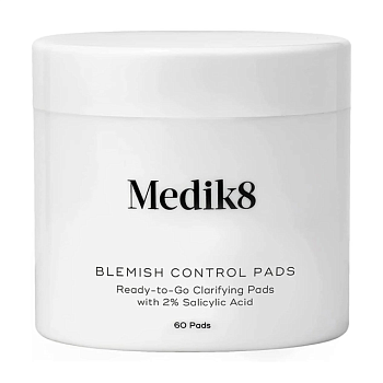 foto безспиртові пади для обличчя medik8 blemish control pads для проблемної шкіри, з саліциловою кислотою, 60 шт