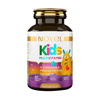 foto дієтична добавка вітаміни жувальні novel kids мультивітамін для дітей, 60 штук
