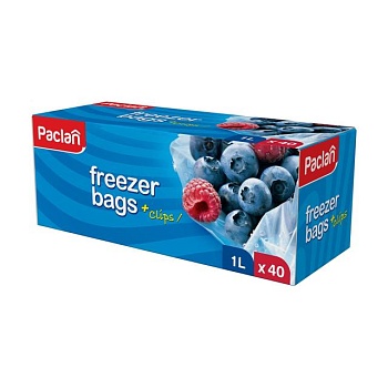 foto пакеты для замораживания paclan freezer bags с клипсами, 1 л, 40 шт
