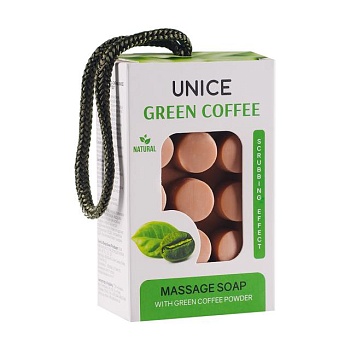 foto натуральне масажне мило-скраб unice з зеленою кавою, 120 г