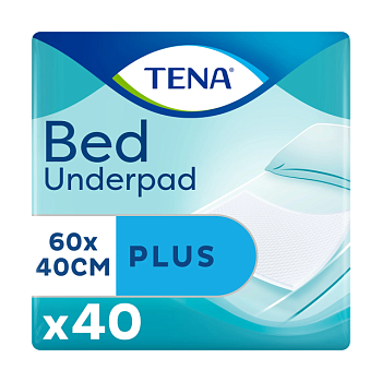 foto урологические мочепоглощающие пеленки tena bed underpad plus 40x60 см, 40 шт