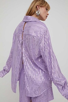 foto сорочка stine goya жіноча колір фіолетовий relaxed класичний комір