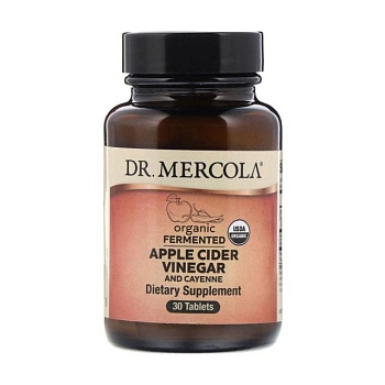 foto диетическая добавка в таблетках dr. mercola apple cider vinegar and cayenne яблочный уксус и кайенский перец, 30 шт