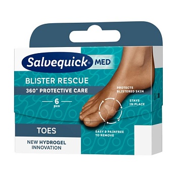 foto пластир для ніг salvequick med blister rescue toes, 6 шт