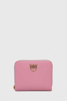 foto кожаный кошелек pinko женский цвет розовый