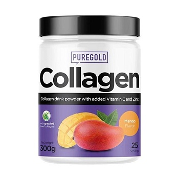 foto дієтична добавка в порошку pure gold collagen колаген манго, 300 г