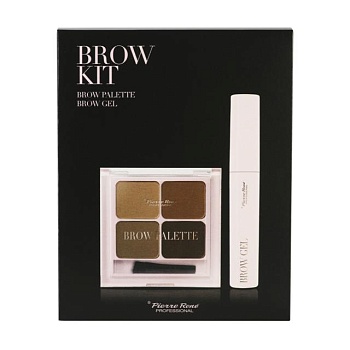 foto набір для макіяжу брів pierre rene brow kit (палетка тіней, 7.2 г + гель, 10 мл)
