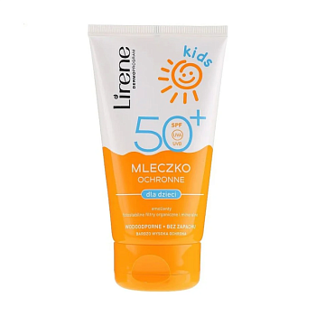 foto детское солнцезащитное молочко для лица и тела lirene kids sun protection milk spf 50+, 150 мл