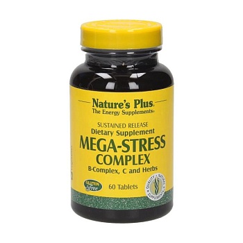foto харчова добавка в таблетках naturesplus mega-stress complex комплекс від стресу, 60 шт