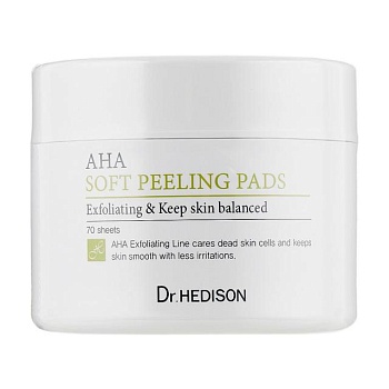 foto пілінг-диски для обличчя dr.hedison aha soft peeling pads з aha-кислотами, 70 шт