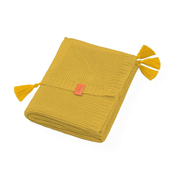 foto одеялко бамбуковое с бахромой babyono желтое, 75*100 см (546/03)