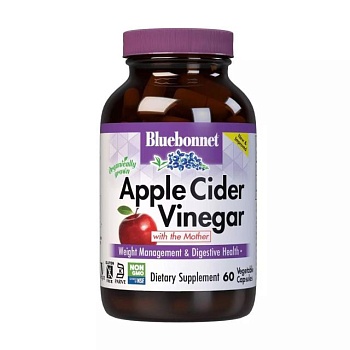 foto диетическая добавка в капсулах bluebonnet nutrition apple cider vinegar яблочный уксус, 60 шт