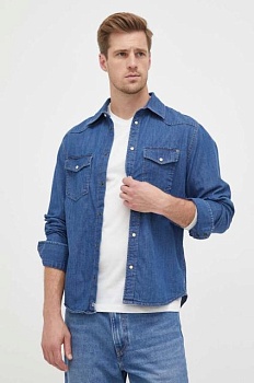 foto джинсова сорочка pepe jeans carson чоловіча regular класичний комір